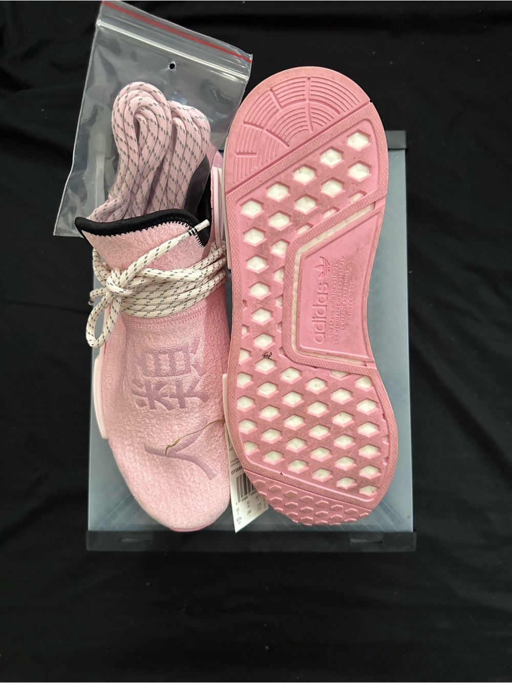 adidas Pharrell NMD Hu Pink Sneakers with Extra Laces